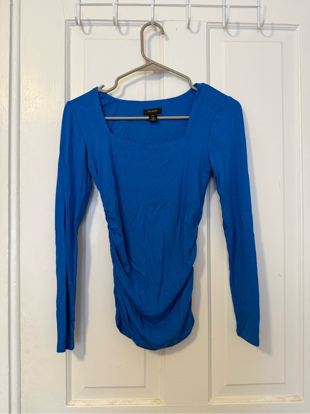 Halogen Bright Blue Square Neck Long Sleeve Top